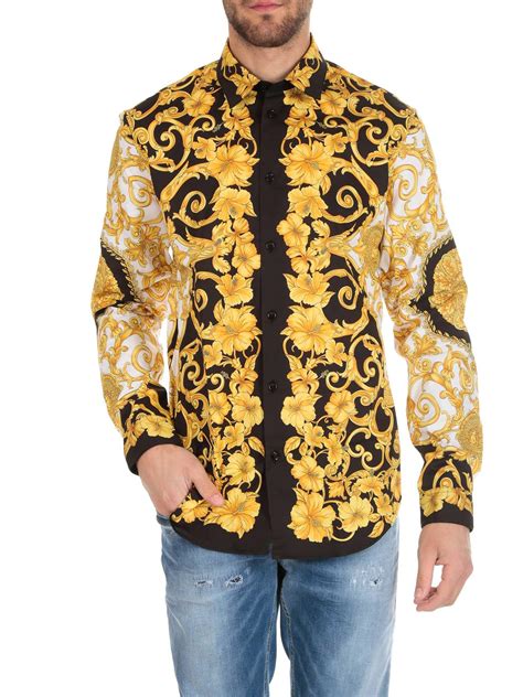 gold versace shirt|Versace long sleeve t shirt.